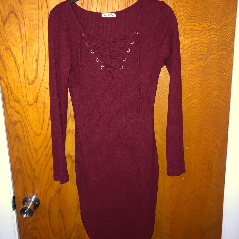 * 2 for $20* Maroon body con dress
